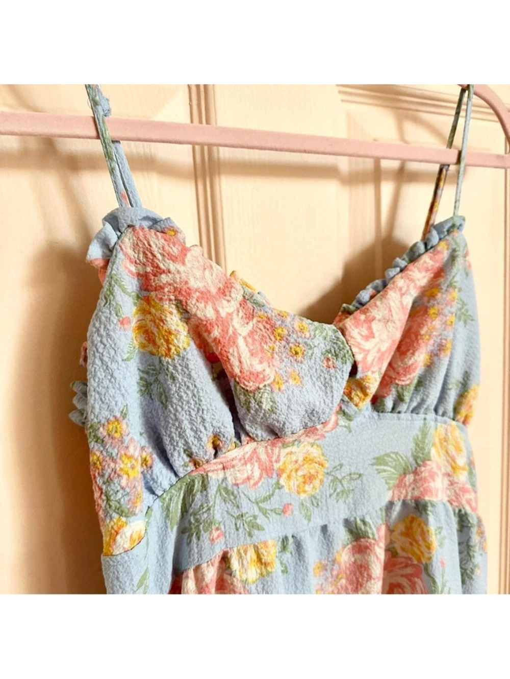 $5 SALE Blue floral Love tree dress - Picture 2 of 4